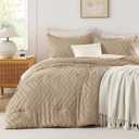Andency Taupe California King Comforter Set, Boho Cal King Soft Warm Tufted Neutral Bedding Comforter Sets, 3 Pieces Cali King Aesthetic Chevron Farmhouse Cute Bohemian Textured Bedding Set