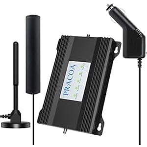 RV Cell Phone Signal Booster Car Truck RV Cell Phone Booster Car Vehicle SUV Support All Carriers AT&T T Mobile Verizon Signal Booster Car Cell Booster for RV 5G 4G LTE 3G Band 13/12/17/5/4/66/2/25 (Black)