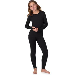 Cuddl Duds Girls Lightweight & Breathable Everyday Active Base Layer Set - Long Sleeve Top & Leggings - Lounge Sets for Kids, M