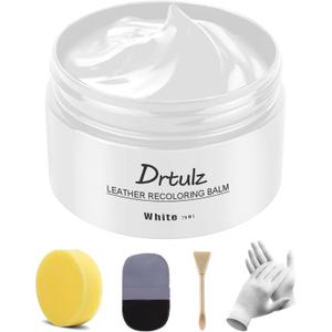Leather Recoloring Balm, Leather Color Restorer Conditioner, Leather Restorer for Couches Paint, Leather Scratch Remover, Scratch Leather Faded Repair Kits for Vinyl Furniture (White, 75ML)