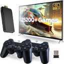 Wireless Retro Game Console, Plug and Play Video Game Console Built in 25200+Games, 4K HDMI Output,9 Classic Emulators, Dual 2.4G Wireless Retro Game (Black