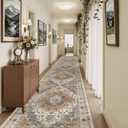 Madane Hallway Runner Rug 3x18 - Kitchen Rugs 18ft Washable Entryway Rug Vintage Kitchen Runners Non Slip Indoor Area Rug Farmhouse Carpet Runner for Bathroom Living Room Bedroom, Turmeric/Grey