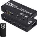 HDMI Matrix 3x2, 4K HDMI Matrix Switch 3 in 2 Out Switcher Splitter Box with EDID Extractor and IR Remote Control, Support Ultra 4K HDR, 4Kx2K@60Hz, 3D/1080PHDMI 2.0b, HDCP 2.2