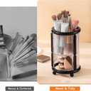 Makeup Brush Holder, 2 Tier Clear Cosmetic Tools Organizer, Round Makeup Organizer for Vanity Countertop (Black)