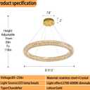 Modern Gold Ring Chandelier Dimmable LED 31.5" Round Crystal Pendant Light Ceiling Fixtures for Dining Room Living Room