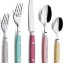 ANNOVA Silverware Set, Retro/Rivet Colorful Stainless Steel Tableware Kitchen Flatware Set Utensils, Includes Dinner Knives, Forks, Spoons, Salad Forks & Dessert Spoons (Pastel Mix, 20 Pieces)