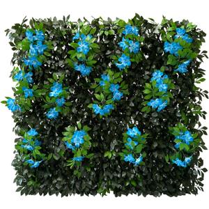 Sumery Expandable Fence Privacy Screen for Balcony Patio Outdoor,Decorative Faux Ivy Fencing Panel,Artificial Hedges (Single Sided Leaves) (1, Branches -Blue Fowers)
