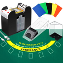 Aoriher Blackjack Game Combo Set, Include Blackjack Layout Felt,Shoe 6 Deck Automatic Card Shuffler Discard Holder Trays and 10 Cut Cards for Casino, Party Night(Green)