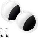 2 Pack Tracker Tags [Apple MFi Certified] Pair with Apple Find My (iOS Only) Bluetooth Air Smart Tags Key Finder Item Locator Waterproof Finder Worldwide Tracking for Pets Wallet Backpack Dogs Luggage (white)