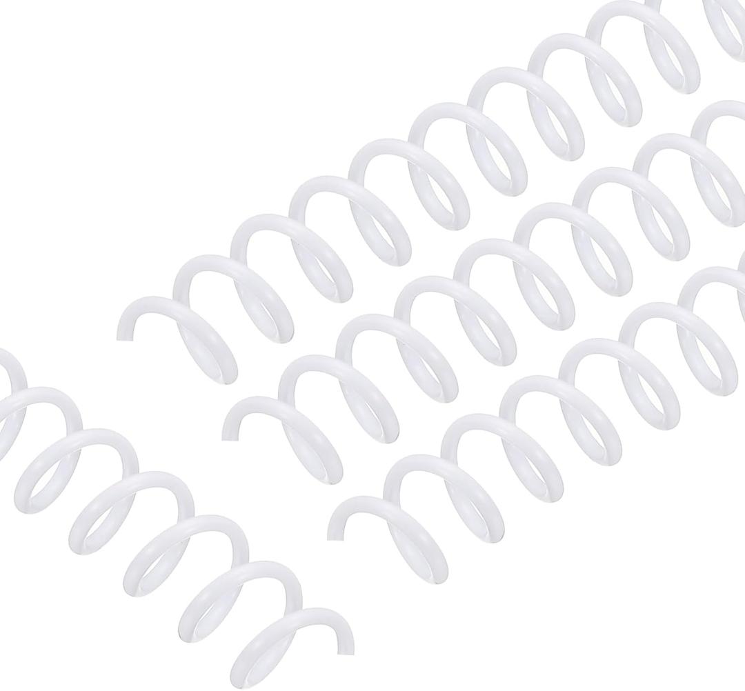 PATIKIL 100 Pack Plastic Spiral Binding Coils, 11mm(7/16") Binding Coils 60 Sheet Capacity Spiral Binder Rings 3:1 Pitch for Office Classroom, White