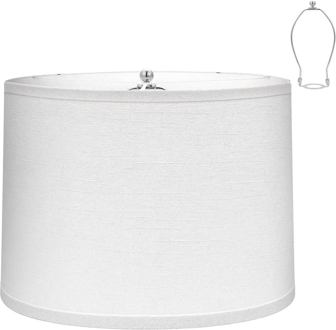 Lamp Shades Set of 1. . . Drum Lamp shadesFits Harp-Style Bedside & FloorEasy Assembly(Ships Rolled Flat) (White - Pack of 1, Medium)