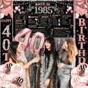 40th Birthday Decorations for Women, 40th Birthday Banners Balloons Backdrop Happy 40 Birthday Sash Party Decorations for Forty Back in 1985 Birthday Decorations Rose Gold