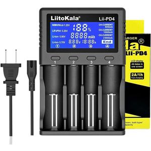 4 Bay 18650 Charger with LCD Digital Display Universal Battery Charger for: 26650 20700 18650 18350 17670 17500 16340(RCR123) 14500 AA AAA SC C Batteries