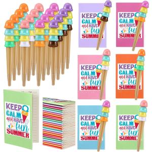 Sayglossy 24 Pcs End of Year Gift for Student from Teacher Summer Graduation Gift Ice Cream Party Favors Include Colorful Notebook Ice Cream Pen End of Year Student Gifts for Office Class School