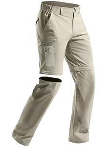 FREE SOLDIER Men's Outdoor Convertible Hiking Pants with Belt Lightweight Quick Dry Tactical Cargo Pants Nylon Spandex (Ivory White 38W x 30L)