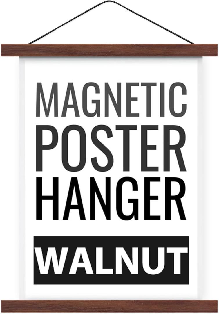 Magnetic Poster Hanger Frame for 20x30 20x28 20x20 Movie Music Posters Wall Art,Walnut Wood Picture Frames for Canvas Diamond Map Decor, Living Room Calendar Banner Tapestry Photo Hanging Stand