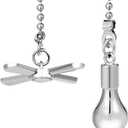 Ceiling Fan Pull Chain Ornaments, 13.6 Inches Fan Pulls Extension Chains Set, Decorative Metal Light Bulb and Fan Cord, Ultra Long 3mm Diameter Beaded Ball Pull Chains for Lamp