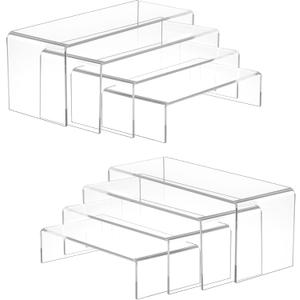 8 Pcs – Clear Rectangular Display for Perfume Organizer, Figures, Jewelry, Dessert Table & Cupcake, 4 Sizes