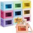10 Pcs Fabric Storage Cubes with Lids and Clear Windows 14x10 Inch Foldable Closet Organizer Bins Aesthetic Pastel Storage Bins for Shelves Dorm Essentials Craft & Office Organization
