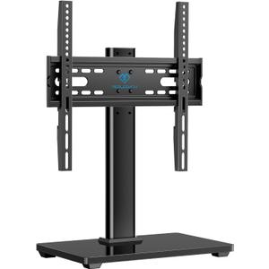 PERLESMITH Universal TV Stand, Table Top TV Stand for 32-60 inch TVs & Monitors, Height Adjustable TV Mount Stand Holds up to 88 lbs with Tempered Glass Base & Wire Management, VESA 400x400mm PSTVS04