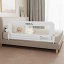 HOMEAL 59in Foldable Toddler Bed Rails, Bed Rail for Toddlers with UShape Base, Baby Bed Rail Guard for Twin, Full, Queen, King Beds, Bed Rail for Baby, White