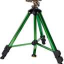 Biswing Impact Sprinkler Head on Tripod Base, Heavy Duty Lawn Sprinklers, 360 Degree Large Area Irrigation, Brass Sprinkler Nozzle & Solid Alloy Metal Extension Legs Flip Locks, 1 Pack
