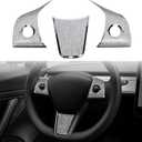 YHCDSEA Steering Wheel Trim Cover for Tesla Model 3/Y, Interior Accessories Compatible with Tesla Model 3 Model Y (A-Bling)