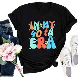 40th Birthday Gift T-Shirt Women Vintage 1986 Birthday Party Shirt Casual Short Sleeve 40 Bday Shirt Tee Tops (Black-b,S) (Black, S)