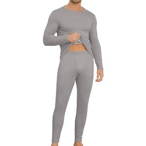 Mens Thermal Underwear Set Winter Warm Base Layer Top Bottom Fleece Lined Long Sleeve Shirt Pants for Cold Weather (Large, Light Gray)