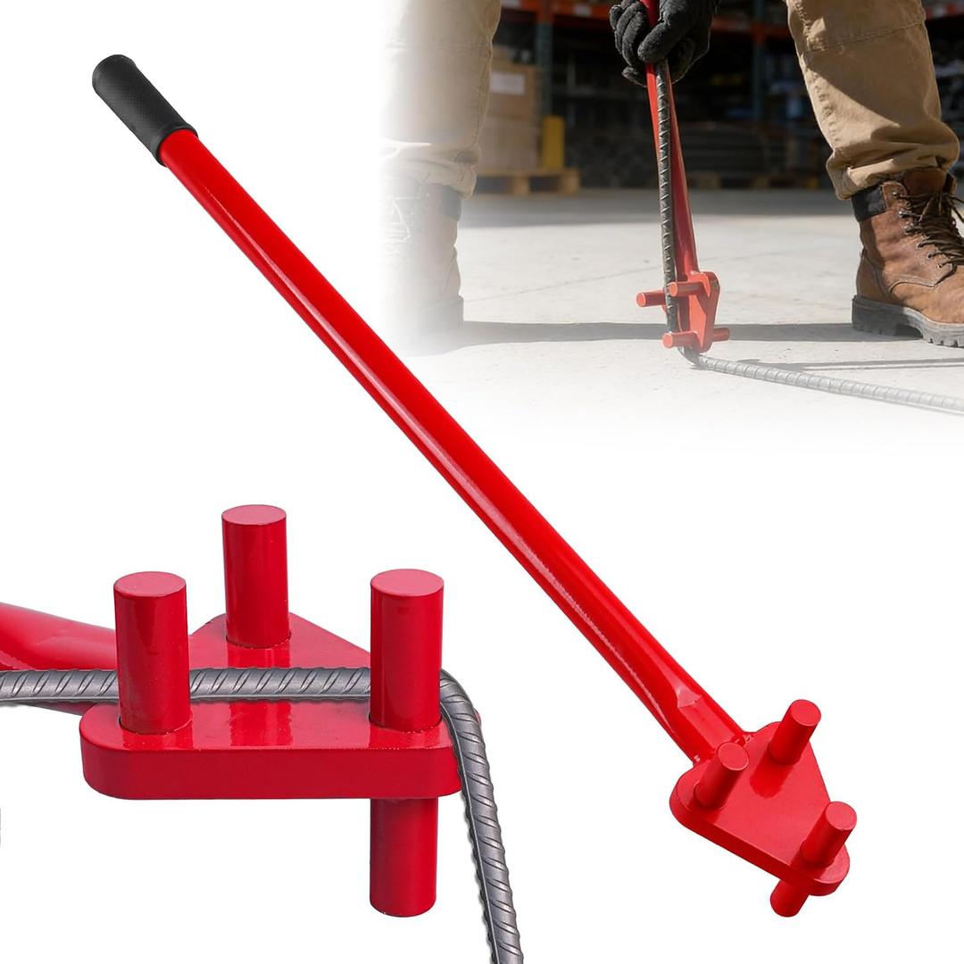 Manual Rebar Bender Tool, Apply to 5/8" Bar Reverse Head, Rebar Bending Tool Ideal for Flat Steel and Steel Metal Rods (red)