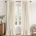 MIULEE 100% Blackout Linen Curtains for Bedroom 84 inches Long, Thermal Insulated Room Darkening Black Out Drapes for Living Room, Back Tab Rod Pocket, 2 Panels Set, 40 Wide x 84 Length, Cream Beige