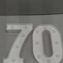 Pooqla Decorative LED Light Up Number Letters, White Plastic Marquee Number Lights Sign for 70th Birthday Party Wedding Decor, Battery Operated (70)