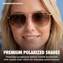 grinderPUNCH Womens Square Aviator Sunglasses Polarized UV400 Gradient Lens Lightweight Fashion Driving Outdoor