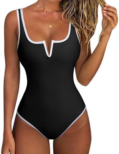 SUUKSESS Women Sexy Tummy Control One Piece Swimsuits High Cut Bathing Suit 2025 (Medium)