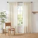 NICETOWN Natural Thick Linen Curtains 108 inches Long for Bedroom, Pinch Pleated/ Rod Pocket/ Back Tab Privacy Added Window Treatments with Light Filtering for Living Room, W52 x L108, 2 Panels