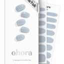 ohora Semi Cured Gel Nail Strips (N Felice) - Blue, Glitter, Works with Any UV/LED Lamps, Salon-Quality, Long Lasting, Easy to Apply & Remove - Includes 2 Prep Pads, Nail File & Wooden Stick