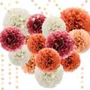 Feifeiya 13 Pcs Boho Blush Pink Tissue Paper Pom Poms Party Decorations for Birthday Party Baby Shower Wedding Engagement Bridal Shower Spring Dots Paper Garland String Hanging Assorted Size 8" to 12"