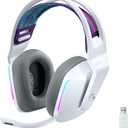Logitech G733 LIGHTSPEED Wireless Gaming Headset with suspension headband, LIGHTSYNC RGB, Blue VO!CE mic technology and PRO-G audio drivers - White