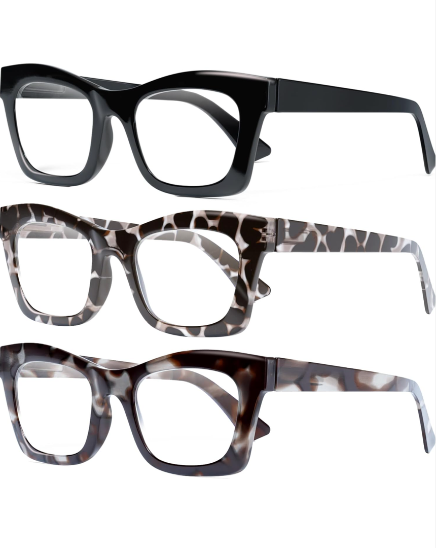 CCVOO Stylish Reading Glasses for Women, Eyeglasses, Blue Light Readers for Women, Computer Eye Glasses, Cheaters, +2.50