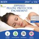 Body Size Pillow Protector 21" W x 55" L  Waterproof Zippered Pillow Cover Hypoallergenic Dust Proof Pillowcase Encasement
