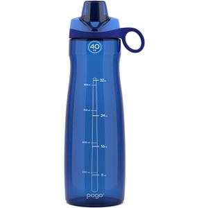 Pogo BPA-Free Plastic Water Bottle with Chug Lid, 40 Oz, Blue