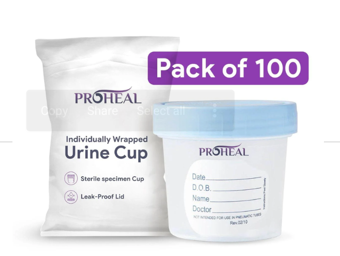 Specimen Collection Sterile Urine Cups - 100 Pack