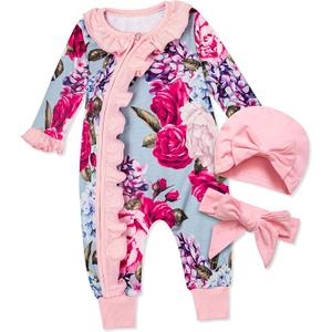 Preemie Newborn Baby Girl Romper 3-Piece Set