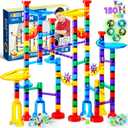 JOYIN 150Pcs Glowing Marble Run- Construction Building Blocks Toys with 5 Glow in The Dark Glass Marbles, STEM Educational Building Block Toy, Gift for Christmas