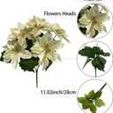 Yellow Christmas Artificial Poinsettia Flowers 8Pack Silk Yellow Poinsettias Artificial Bushes Christmas Flowers 5 Heads Floral Bouquet with Stem for Home Decor