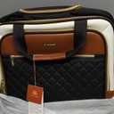 LOVEVOOK Rolling Laptop Bag Women, 17.3 Inch Laptop Briefcase with Wheels, Soft Sided Underseat Carry On Luggage Personal Item Suitcase for Work Travel Business, Black Brown Beige