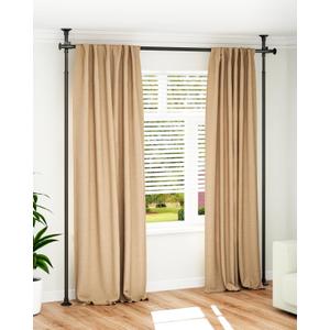 ALLZONE Tension Curtain Rods for Windows, Adjustable 31 to 83 Inch Wide, Freestanding Curtain Rods No Drilling, Apartment Renter Friendly, Heavy Duty, for Room Divider, Doorway, 63 to 130 Inches Tall (Black)