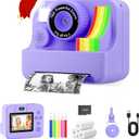 1080P Kids Instant Print Camera - Kids Camera for Girls and Boys, Ages 3-12, Portable Toy with 32GB SD Card & 3 Rolls Printing Paper - Best Christmas Birthday Gift for Kids, Purple
