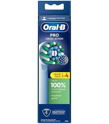 Oral-B Pro CrossAction Original Electric Toothbrush Heads - Superior Teeth Cleaning Replacement Brushes with Innovative X Bristles Toothbrush Attachment - White, Pack of 4