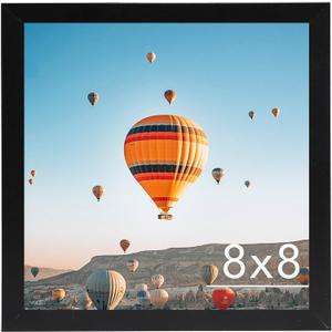 JCJMY 8x8 Picture Frame Black for Wall Hanging or Tabletop, Wall Mounting Horizontally or Vertically, 8 x 8 Square Wall Gallery Poster Photo Frame with Shatter Resistant Plexiglass, Black